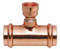 Press (P) x Press (P) x Female Pipe Thread (FPT) Small Copper Reducing Tees